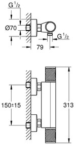 GROHE 34790000 - PRECISION FEEL termosztátos zuhanycsaptelep DN 15 króm