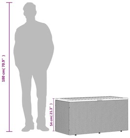 szürke polyrattan és akácfa kerti tárolóláda 110 x 50 x 54 cm