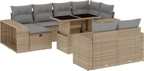 vidaXL 11 részes bézs polyrattan kerti ülőgarnitúra párnákkal