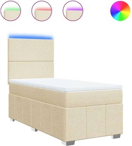 vidaXL krémszínű szövet rugós ágy matraccal 80 x 200 cm