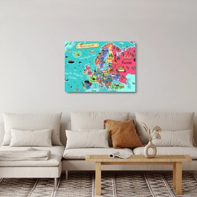 Kép - gyermek térkép Európa (üvegen) (70x50 cm)