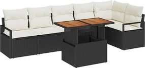 vidaXL Kert étkező szett párnával 7 pcs Fekete és Krém