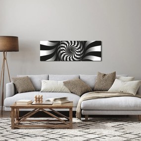 Absztrakt kép egy fekete-fehér spirál (órával) (90x30 cm)