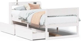 vidaXL fehér tömör fenyőfa ágy matrac nélkül 100 x 200 cm