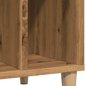 kézműves tölgy színű szerelt fa hanglemezszekrény 100x38x48 cm