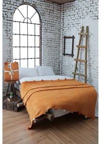 Mustársárga fleece ágytakaró 200x220 cm Pom Pom – Mijolnir
