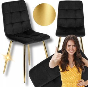 Velúr Étkező szék Glamour Arany Lábak Wc Szalon Fekete York