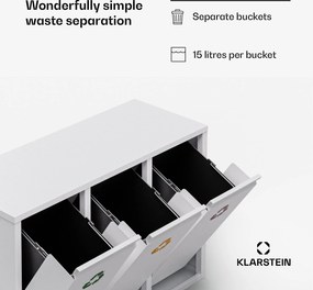 Klarstein Ordnungshüter 3, szemetes, 45 literes, 3 szelektív hulladékgyűjtő kosár, falra szerelhető