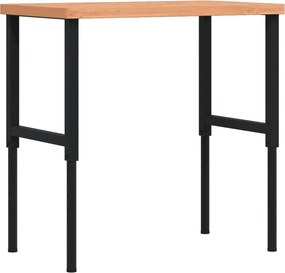 vidaXL tömör bükkfa négyszög alakú munkapad 100 x 60 x (73-99,5) cm
