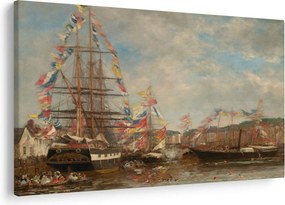 Kép - Eugène Boudin, Festival in the Harbor of Honfleur, reprodukciók (90x60 cm)