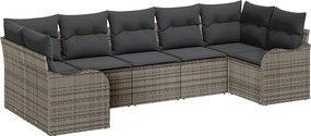 vidaXL Kerti Kanapé Szett párnával 7 pcs Szürke Poli rattan