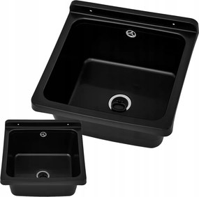 Gazdasági Mosogató Garázs Mosoda Kazánház Kamra Fekete 40 x 38 x 22,8 cm