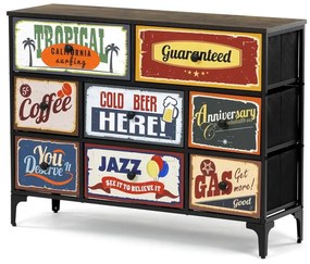 Többszínű MDF Komód 103×30×78 cm. AUK-W2104 BK