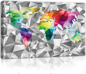 Vászonkép 60x40 Világtérkép poligonális geometrikus színes modern