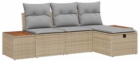 vidaXL Kerti Kanapé Szett párnával 4 pcs Bézs Poli rattan