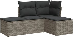 vidaXL 4 részes szürke polyrattan kerti ülőgarnitúra párnákkal
