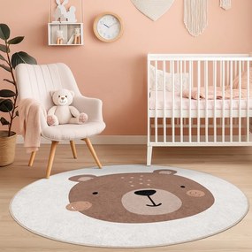 Barna-krémszínű mosható gyerek szőnyeg ø100 cm Teddy Bear – Mila Home