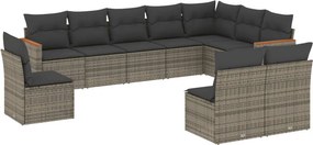 vidaXL 10 részes szürke polyrattan kerti ülőgarnitúra párnákkal