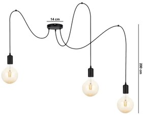 Csillár zsinóron MIROS 3xE27/60W/230V pók fekete