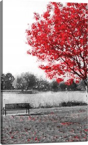 Vászonkép Szürke Piros levelek Kontraszt 60x100 cm