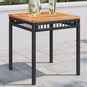 vidaXL fekete polyrattan és akácfa kerti asztal 38 x 38 x 42 cm
