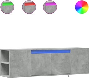 vidaXL betonszürke falra szerelhető TV-szekrény LED-del 135x31x39,5 cm