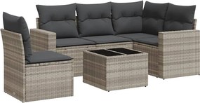vidaXL 6 részes világosszürke polyrattan kerti ülőgarnitúra párnákkal