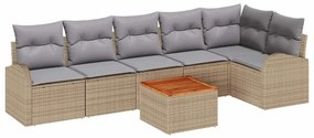 vidaXL Kerti Kanapé Szett 7 pcs Beige és Világosszürke polirattan