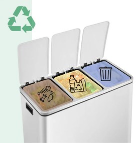 Jurhan SORT szelektív hulladékgyűjtő, 54l (3x18l) + hulladékgyűjtő zsákok, fehér