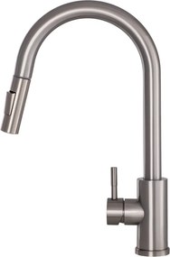 Gamma Taru Slim, magas mosogató csaptelep h-400, csiszolt acél, GMA-BTS-IX