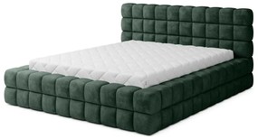 Sötétzöld kárpitozott ágyneműtartós franciaágy ágyráccsal 160x200 cm Dizzle – ELTAP