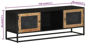 tömör mangófa és vas TV-szekrény 110 x 30 x 40 cm