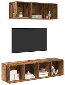 TV Szekrény Szett 2 pcs Régi fa 37 x 37 x 142.5 cm Faanyag