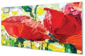 Üvegképek piros virágok 100x50 cm