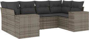 vidaXL 6 részes szürke polyrattan kerti ülőgarnitúra párnákkal