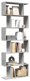 6 szintes betonszürke fa térelválasztó könyvespolc 70x24x193 cm