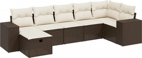 vidaXL 7 részes barna polyrattan kerti ülőgarnitúra párnákkal
