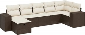 vidaXL 7 részes barna polyrattan kerti ülőgarnitúra párnákkal