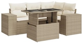 vidaXL 5 részes bézs polyrattan kerti ülőgarnitúra párnákkal