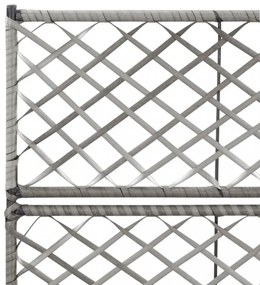 szürke rácsos polyrattan magaságyás 2 kaspóval 58 x 30 x 107 cm