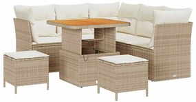 vidaXL Kerti Kanapé Szett 8 pcs Bézs polirattan