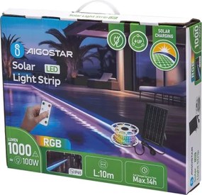 Aigostar - LED RGB dimmelhető napelemes szalag 10W/3,2V 10m IP65 + távirányító