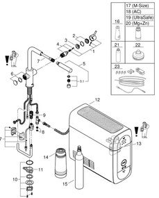 GROHE 31539000 - BLUE HOME mosogató csaptelep, L alakú kifolyó, fényes króm