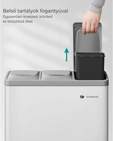 SORT szelektív hulladékgyűjtő, 24l (3x8l), szürke/fehér SongmicsHome