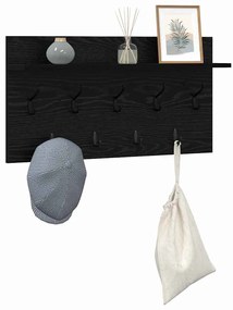 Fali Kabáthorog polcokkal Musta tammi 80 x 40 x 12 cm Faanyag