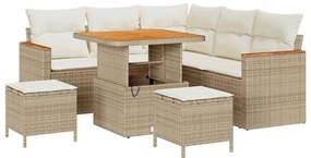 vidaXL Kerti Kanapé Szett 8 pcs Bézs polirattan