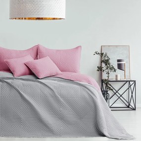 Rózsaszín-világosszürke mikroszálas steppelt ágytakaró 240x260 cm Softa – Restilo