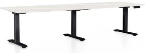 OfficeTech Long állítható magasságú asztal, 260 x 80 cm, fekete alap, fehér kőris
