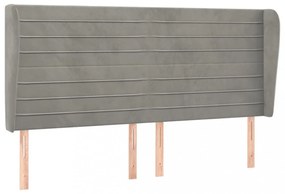 világosszürke bársony fejtámla szárnyakkal 203x23x118/128 cm