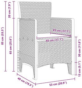 Kerti Szék 2 Darabos Szett Fehér Topszínű Műanyag Rattan